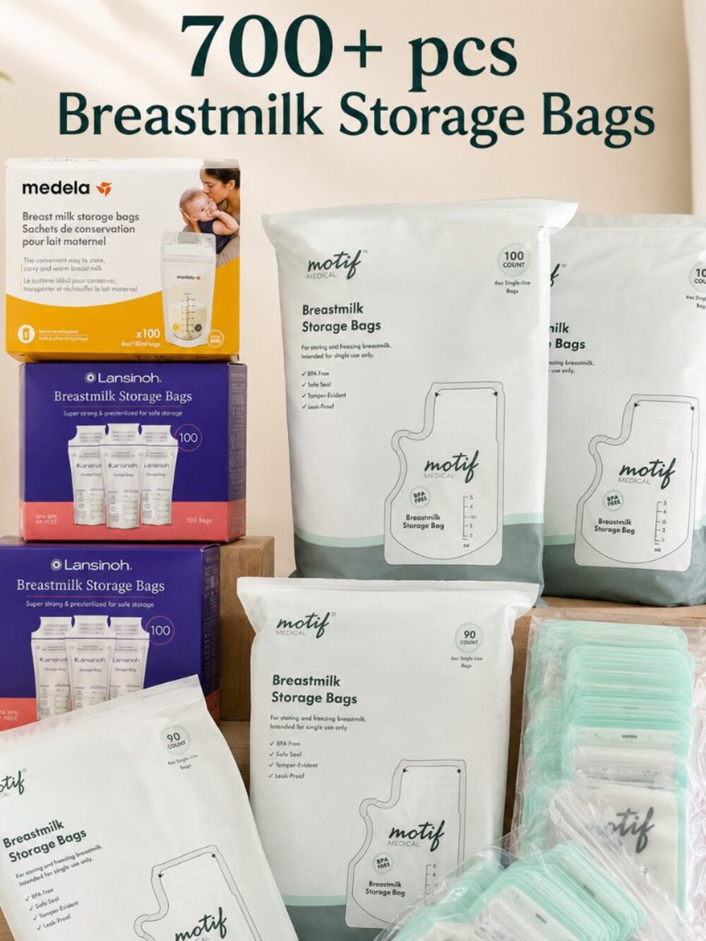 700+ pcs Breastmilk Storage Bags Medela, Motif & Lansinoh Bundle - NEW BUNDLE